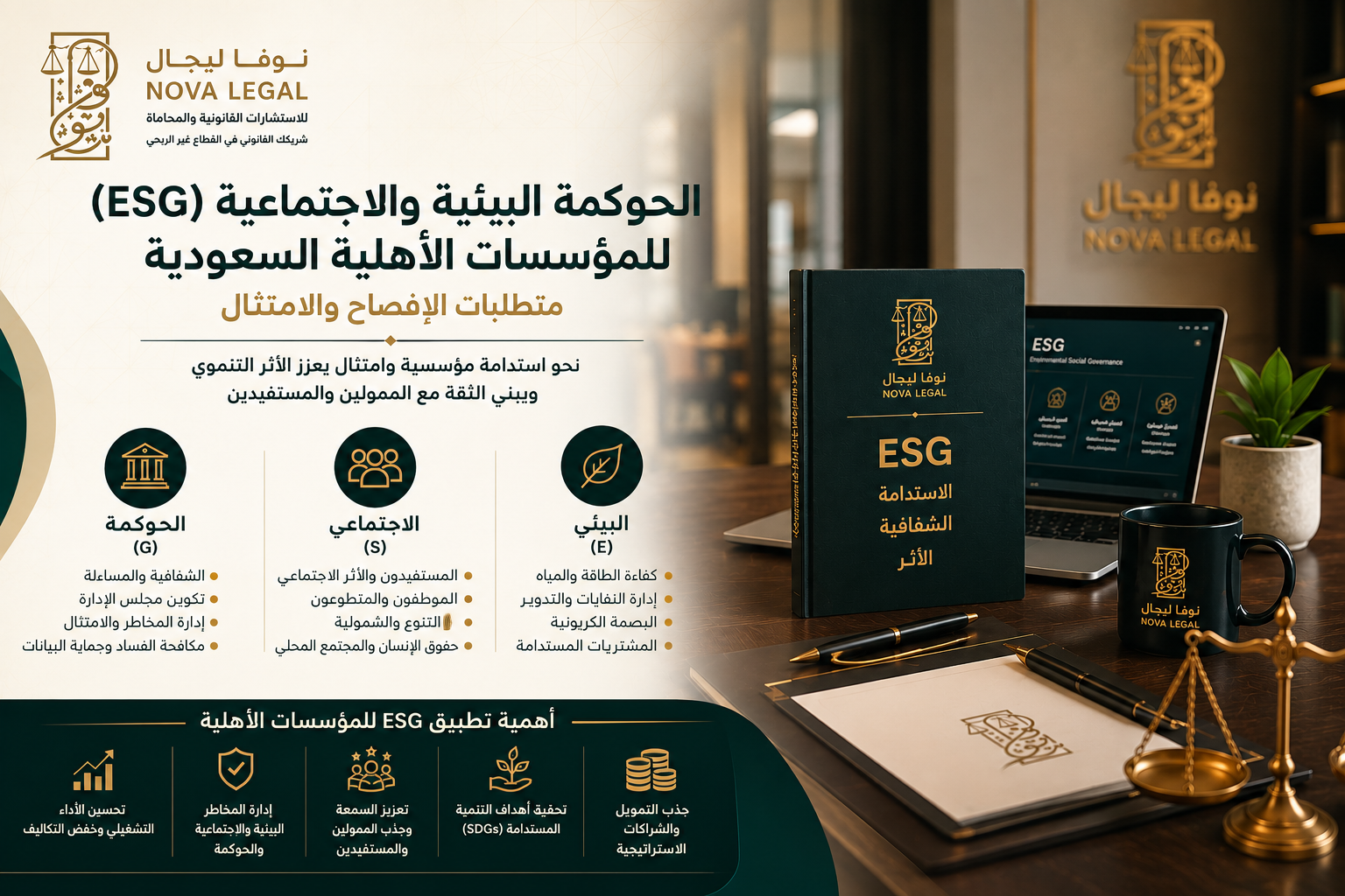 الحوكمة البيئية والاجتماعية (ESG) للمؤسسات الأهلية السعودية: متطلبات الإفصاح والامتثال - نوفا ليجال