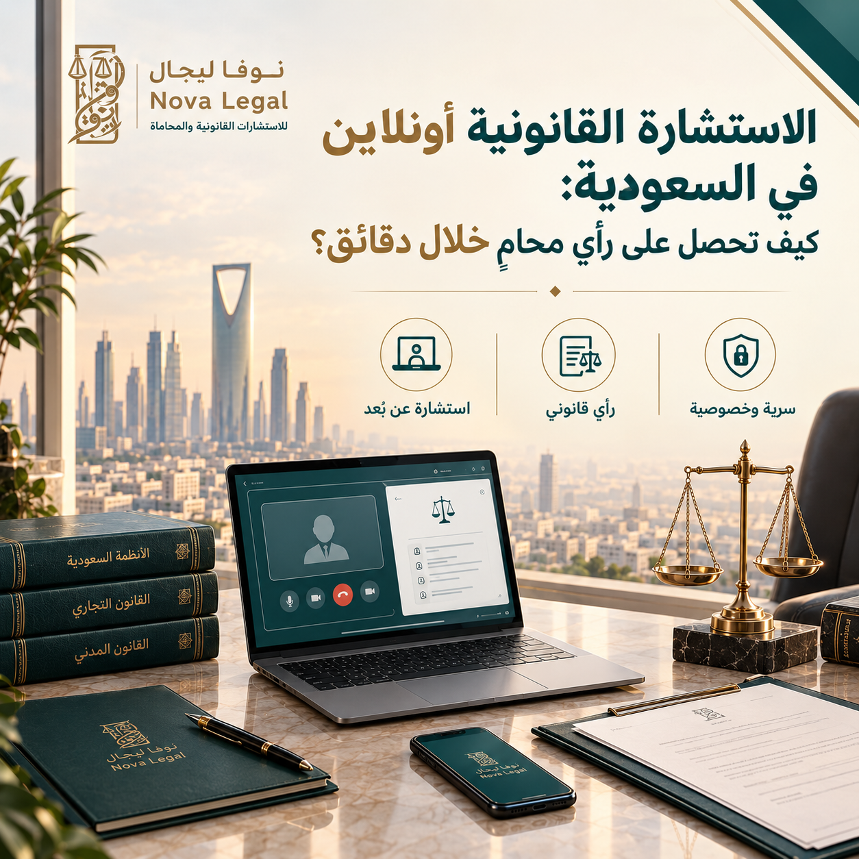 الاستشارة القانونية أونلاين في السعودية 2026: رأي محامٍ خلال دقائق | نوفا ليجال